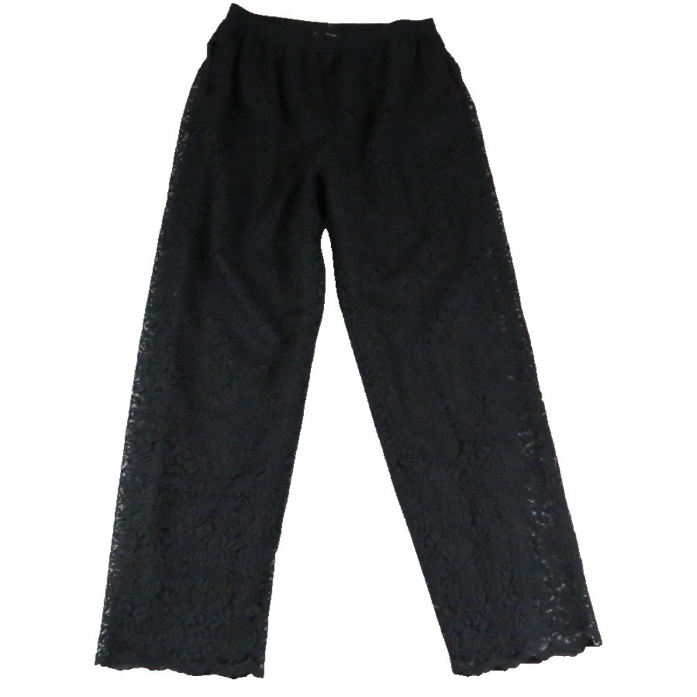 Robbie Sport Lace Summer Pants Women M Black Dress Stretch USA Made Straight Leg